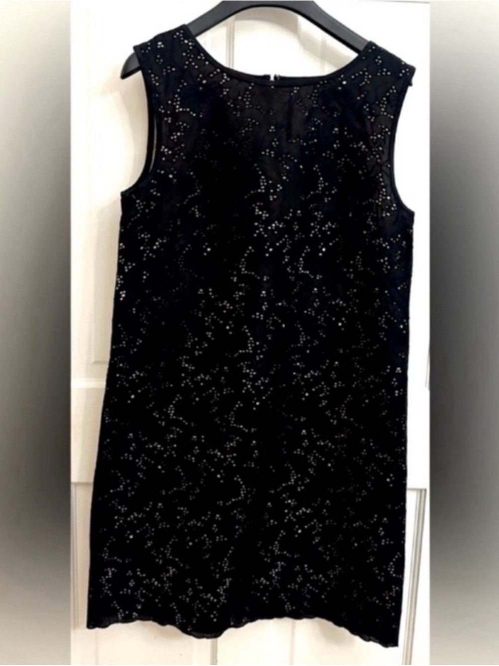 Loft Black Floral Overlay Eyelet Dress